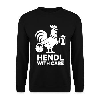 Expression de la bière au poulet Hendl - Sweat-shirt Unisexe - noir - Devant - Alina (178cm) & Michal (187cm)