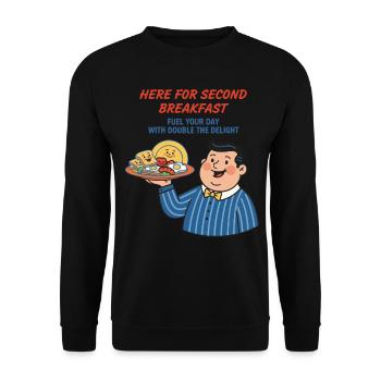 Breakfast Funny Brunch Coffee Second Breakfast - Unisex Sweatshirt - black - Front - Alina (178cm) & Michal (187cm)