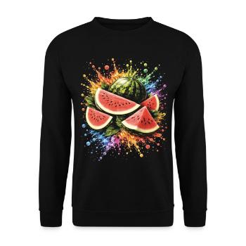 Pastèque Multicolore Splash Art - Sweat-shirt Unisexe - noir - Devant - Alina (178cm) & Michal (187cm)