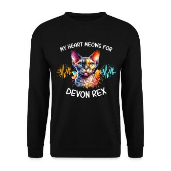 Devon Rex Heart Line - Unisex Sweatshirt - black - Front - Alina (178cm) & Michal (187cm)