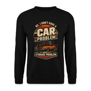 Not a Car Problem | Retro Garage Humor - Unisex Sweatshirt - black - Front - Alina (178cm) & Michal (187cm)