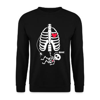 Squelette cœur rouge et Boo - Sweat-shirt Unisexe - noir - Devant - Alina (178cm) & Michal (187cm)