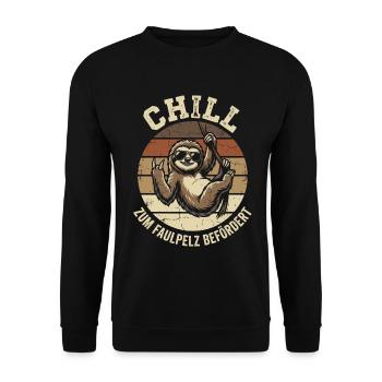 Faultier Faulenzer Müde Schlafen - Unisex Pullover - Schwarz - Vorne - Alina (178cm) & Michal (187cm)