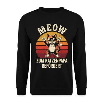 Katze Katzenpapa Haustier Kater - Unisex Pullover - Schwarz - Vorne - Alina (178cm) & Michal (187cm)