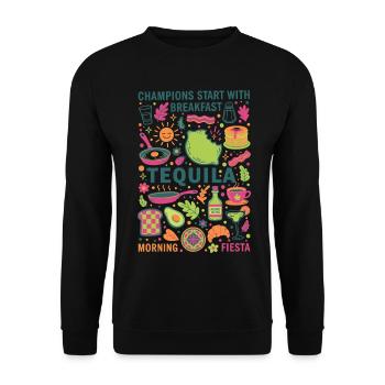 Breakfast Champions Start Breakfast Tequila Brunch - Unisex Sweatshirt - black - Front - Alina (178cm) & Michal (187cm)