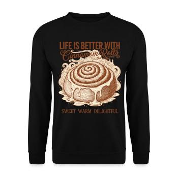 La vie au petit-déjeuner est meilleure avec des roulés à la cannelle - Sweat-shirt Unisexe - noir - Devant - Alina (178cm) & Michal (187cm)