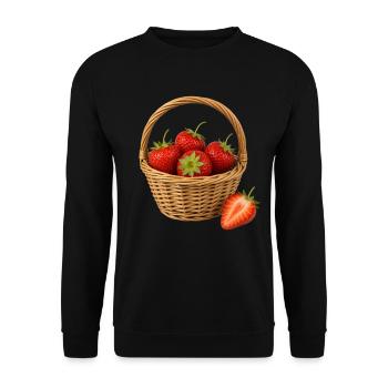 A strawberry basket of fruit and fruit strawberries - Unisex Sweatshirt - black - Front - Alina (178cm) & Michal (187cm)