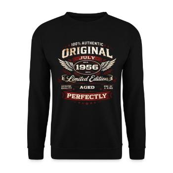 70th Birthday Gift Original July 1956 - Unisex Sweatshirt - black - Front - Alina (178cm) & Michal (187cm)