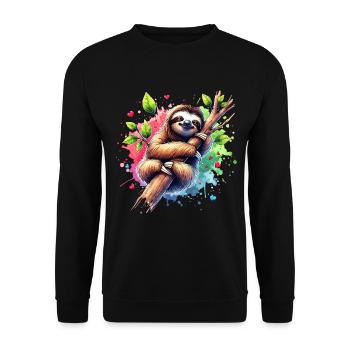 Sloth Gift - Unisex Sweatshirt - black - Front - Alina (178cm) & Michal (187cm)