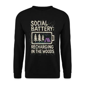 Social Battery Recharging In The Woods - Unisex Sweatshirt - black - Front - Alina (178cm) & Michal (187cm)