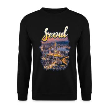 Corée, Séoul, ville sud-coréenne - Sweat-shirt Unisexe - noir - Devant - Alina (178cm) & Michal (187cm)