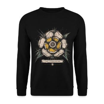 Le design de l’emblème vintage de la rose blanche du Yorkshire - Sweat-shirt Unisexe - noir - Devant - Alina (178cm) & Michal (187cm)