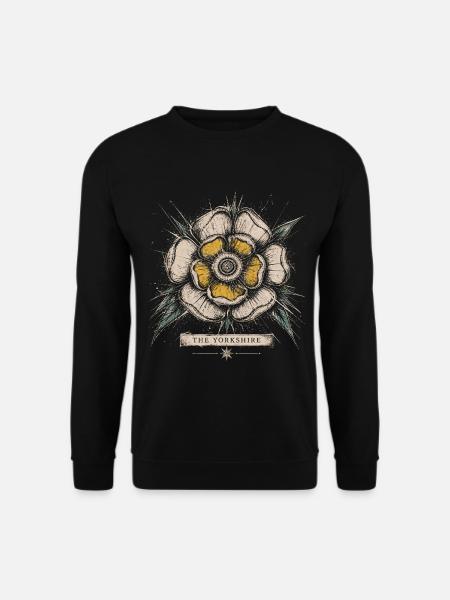 Das Yorkshire White Rose Vintage-Emblem-Design - Unisex Pullover - Schwarz