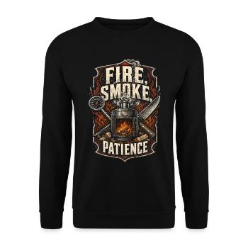 Compétition de BBQ : Feu, Fumée, Patience - Sweat-shirt Unisexe - noir - Devant - Alina (178cm) & Michal (187cm)