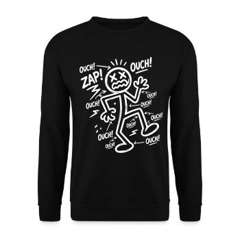 Funny Humor Snowman Lightning Ouch Gift - Unisex Sweatshirt - black - Front - Alina (178cm) & Michal (187cm)