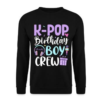 K Pop Birthday Boy Crew - Unisex Pullover - Schwarz - Vorne - Alina (178cm) & Michal (187cm)