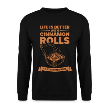 Breakfast Life Is Better With Cinnamon Rolls Food - Unisex Sweatshirt - black - Front - Alina (178cm) & Michal (187cm)