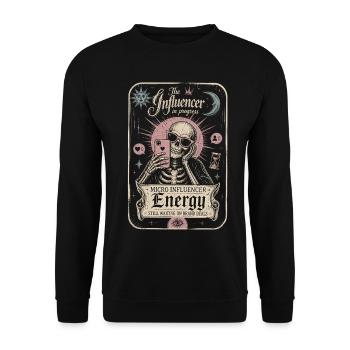 Mikro-Influencer-Energieskelettkarte - Unisex Pullover - Schwarz - Vorne - Alina (178cm) & Michal (187cm)