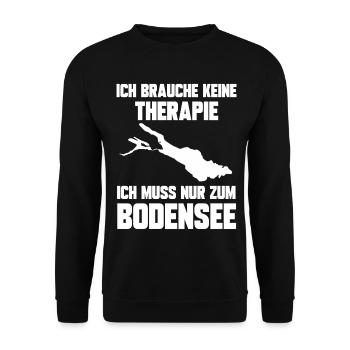 Ich brauche keine Therapie ich muss zum Bodensee - Unisex Pullover - Schwarz - Vorne - Alina (178cm) & Michal (187cm)
