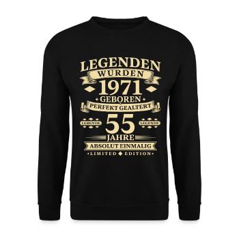Legenden wurden 1971 geboren 55 Jahre - Unisex Pullover - Schwarz - Vorne - Alina (178cm) & Michal (187cm)