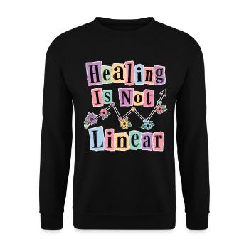 Die Heilung psychischer Gesundheit ist nicht linear - Unisex Pullover - Schwarz - Vorne - Alina (178cm) & Michal (187cm)