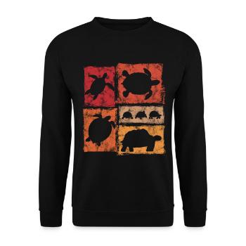 Schildkröte Silhouetten Im Vintage Stil - Unisex Pullover - Schwarz - Vorne - Alina (178cm) & Michal (187cm)