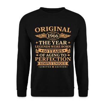 Original since 1966 Birthday 60 Years - Unisex Sweatshirt - black - Front - Alina (178cm) & Michal (187cm)