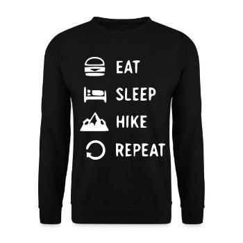 Eat Sleep Hike Repeat Mountain Adventure - Unisex Sweatshirt - black - Front - Alina (178cm) & Michal (187cm)