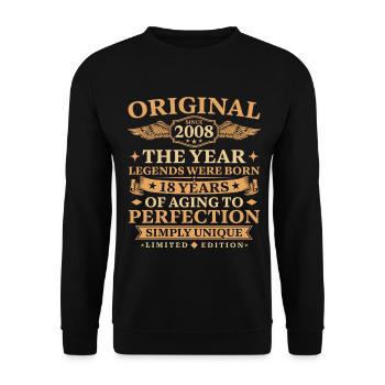 Original depuis 2008 Anniversaire 18 ans - Sweat-shirt Unisexe - noir - Devant - Alina (178cm) & Michal (187cm)