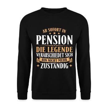 Pension Legende verabschiedet sich - Pensionierung - Unisex Pullover - Schwarz - Vorne - Alina (178cm) & Michal (187cm)