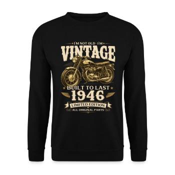80th Birthday Gift Biker Vintage 1946 - Unisex Sweatshirt - black - Front - Alina (178cm) & Michal (187cm)