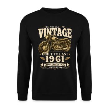 65. Geburtstag Geschenk Biker Jahrgang 1961 - Unisex Pullover - Schwarz - Vorne - Alina (178cm) & Michal (187cm)