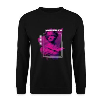 No Future Glitch Techno – Rave Outfit Festival - Unisex Pullover - Schwarz - Vorne - Alina (178cm) & Michal (187cm)