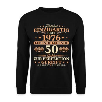 50. Geburtstag Einzigartig Baujahr 1976 - Unisex Pullover - Schwarz - Vorne - Alina (178cm) & Michal (187cm)