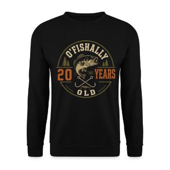 Offiziell 20 Jahre | Humor Geburtstagsangeln - Unisex Pullover - Schwarz - Vorne - Alina (178cm) & Michal (187cm)