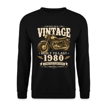 46. Geburtstag Geschenk Biker Jahrgang 1980 - Unisex Pullover - Schwarz - Vorne - Alina (178cm) & Michal (187cm)