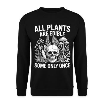 All Plants Edible Skull Design - Unisex Sweatshirt - black - Front - Alina (178cm) & Michal (187cm)