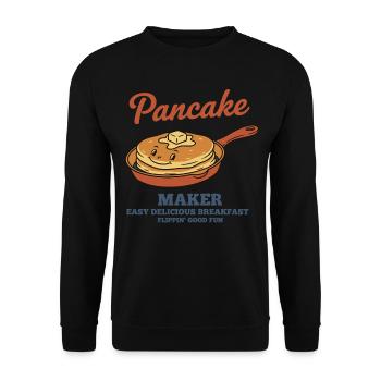 Frühstück Pfannkuchen lustiger Brunch Kaffee Speck - Unisex Pullover - Schwarz - Vorne - Alina (178cm) & Michal (187cm)