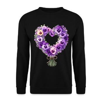 Violette Demenzbewusstseinsblume - Unisex Pullover - Schwarz - Vorne - Alina (178cm) & Michal (187cm)
