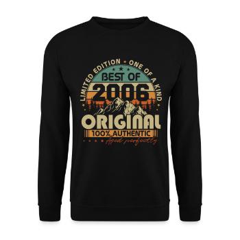 Original 2006 Jahrgang Vintage Retro Geburtstag  - Unisex Pullover - Schwarz - Vorne - Alina (178cm) & Michal (187cm)