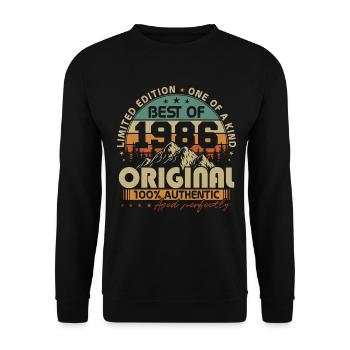 Original 1986 Vintage Vintage Retro Birthday - Unisex Sweatshirt - black - Front - Alina (178cm) & Michal (187cm)
