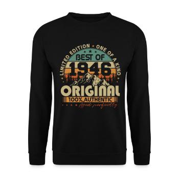 Anniversaire rétro vintage vintage original de 1946 - Sweat-shirt Unisexe - noir - Devant - Alina (178cm) & Michal (187cm)