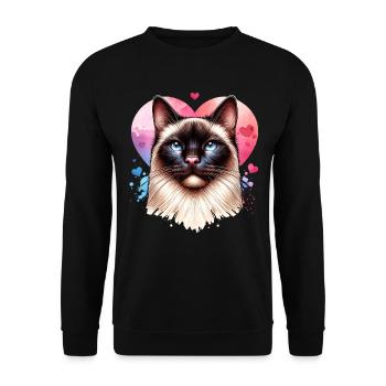 Siamkatze - Unisex Pullover - Schwarz - Vorne - Alina (178cm) & Michal (187cm)