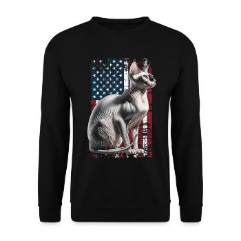 Sphynx Cat US Sphynxkatze - Sweat-shirt Unisexe - noir - Devant - Alina (178cm) & Michal (187cm)