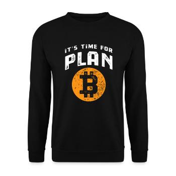 Bitcoin - It's time for Plan B - Krypto Geschenk - Unisex Pullover - Schwarz - Vorne - Alina (178cm) & Michal (187cm)