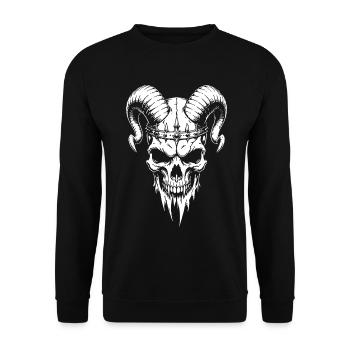 Skull with Horns Skull - Unisex Sweatshirt - black - Front - Alina (178cm) & Michal (187cm)
