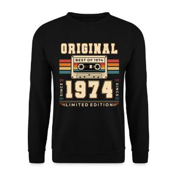 52e anniversaire Gift Man cassette Best of 1974 - Sweat-shirt Unisexe - noir - Devant - Alina (178cm) & Michal (187cm)