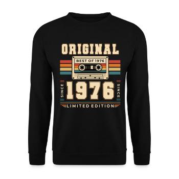 50. Geburtstag Geschenk Mann Kassette Best of 1976 - Unisex Pullover - Schwarz - Vorne - Alina (178cm) & Michal (187cm)