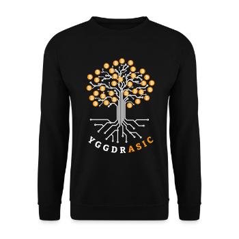YggdrASIC | Yggdrasil Bitcoin jeu de mots - Sweat-shirt Unisexe - noir - Devant - Alina (178cm) & Michal (187cm)