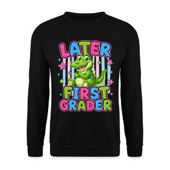 Goodbye CP Hello CE1 | Cute Crocodile - Unisex Sweatshirt - black - Front - Alina (178cm) & Michal (187cm)